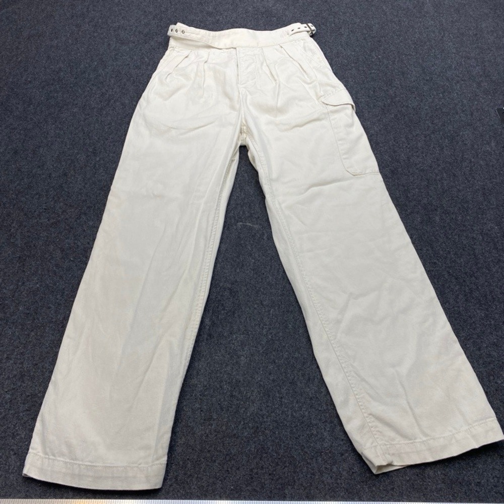 Banana Republic Cargo Pants Women 2 Cream Linen Blend Pleated Wide Leg 802804-01